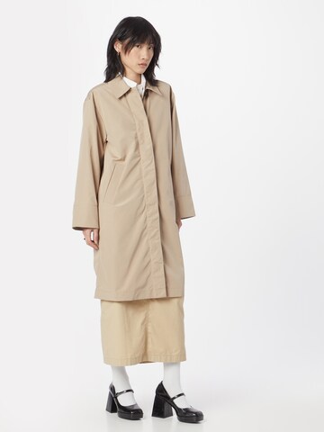 Monki Between-seasons coat in Beige: front