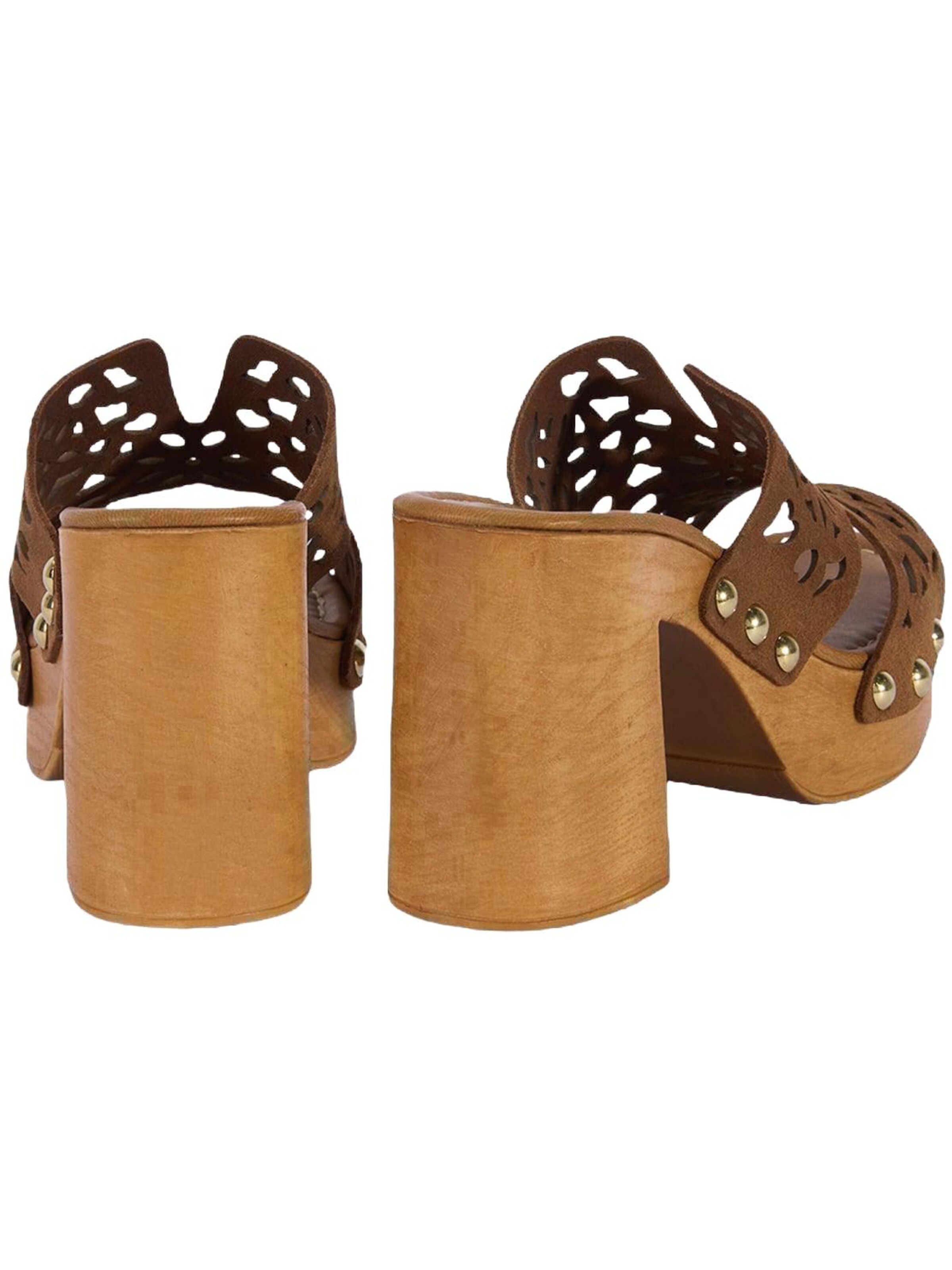 Desa - Zapatos abiertos 'DESA Damen-Plateausandalen aus perforiertem Wildleder' en marrón