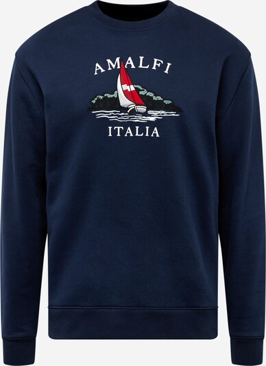 HOLLISTER Sweater majica u mornarsko plava / pastelno zelena / crvena / bijela, Pregled proizvoda
