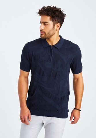 Leif Nelson T-Shirt Feinstrick Polo in Blau