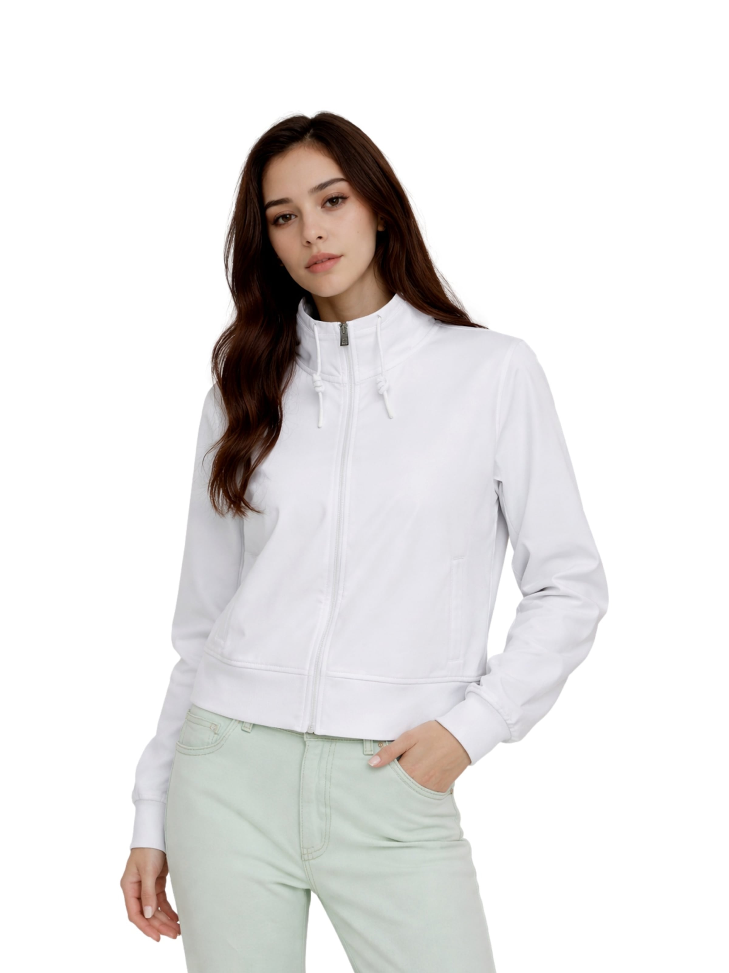 Giacca di felpa 'Enja' di Elbsand in bianco: frontale