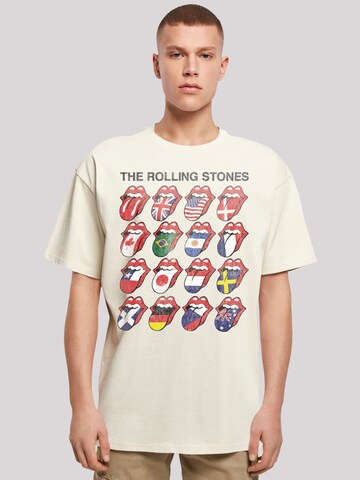 F4NT4STIC Shirt 'The Rolling Stones Voodoo Lounge Tongues' in Beige: voorkant