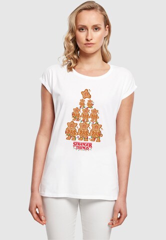 ABSOLUTE CULT T-Shirt 'Stranger Things - Gingerbread' in Weiß: predná strana