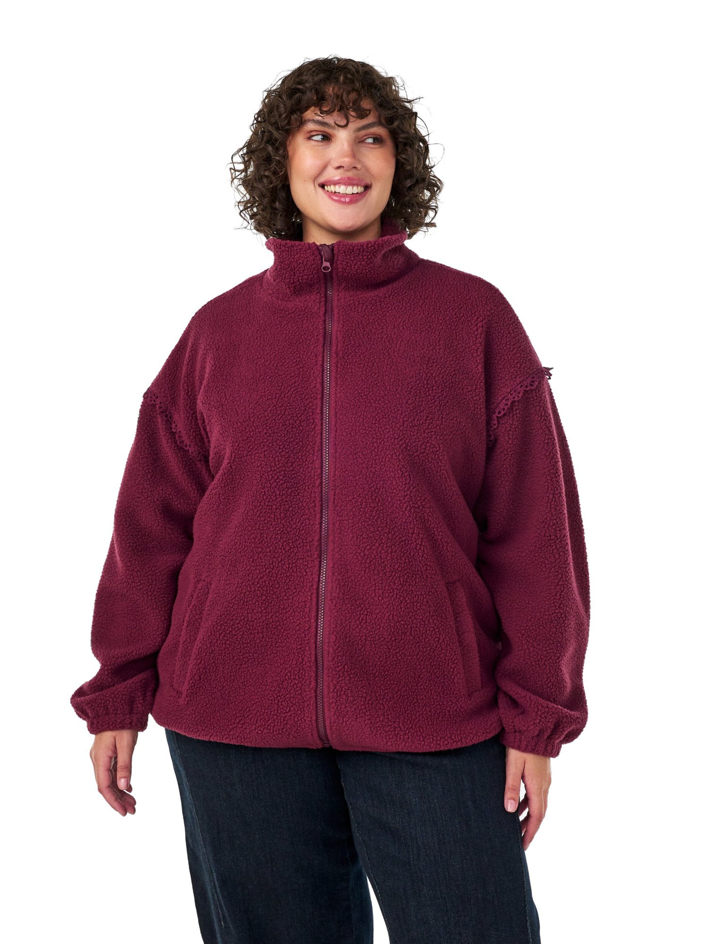 Veste en polaire Zizzi en rouge : devant
