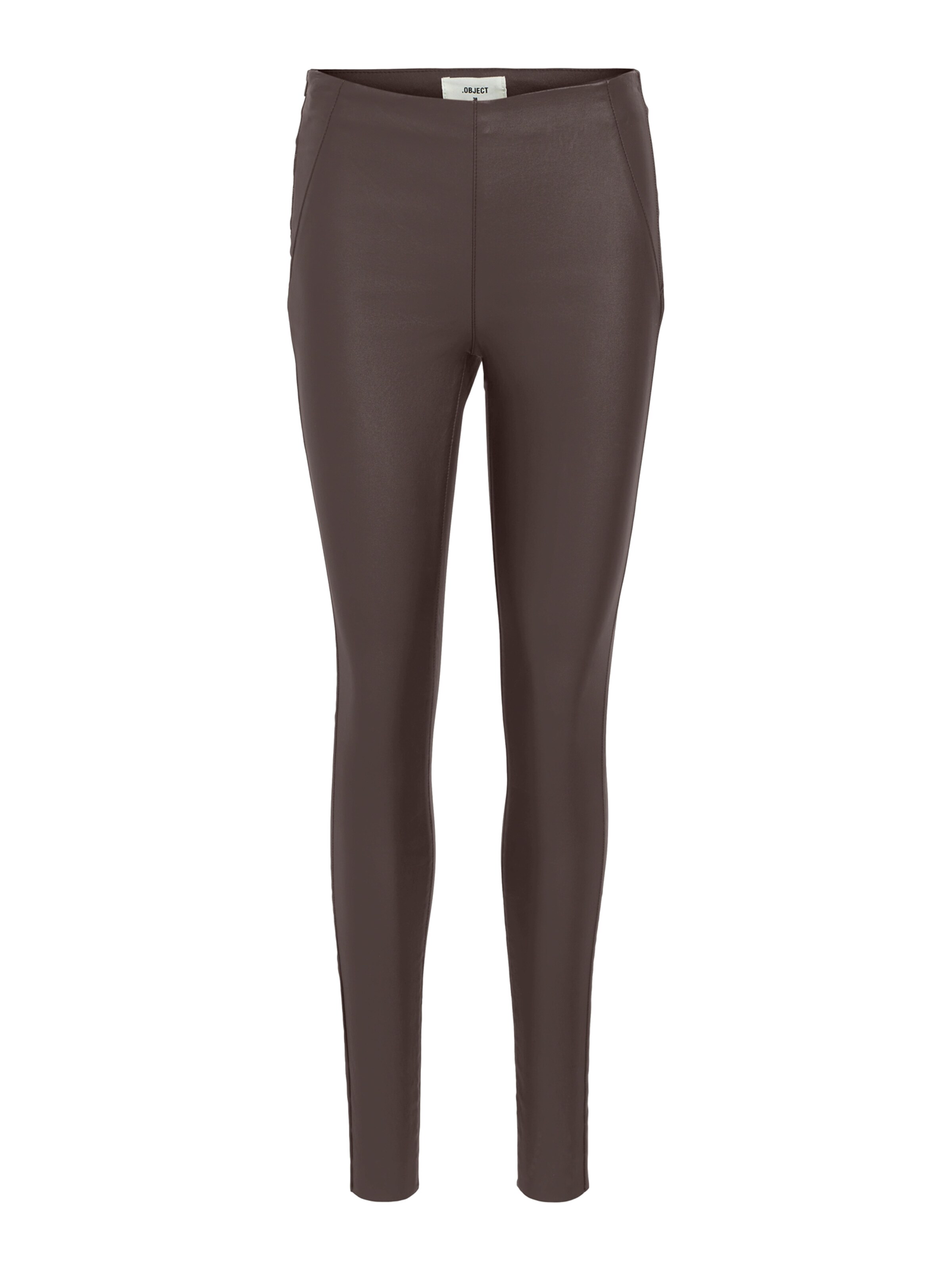 OBJECT Skinny Leggings 'OBJBelle' in Brown: front
