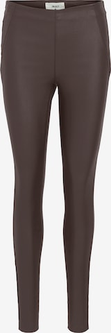 OBJECT Skinny Leggings 'OBJBelle' in Bruin: voorkant