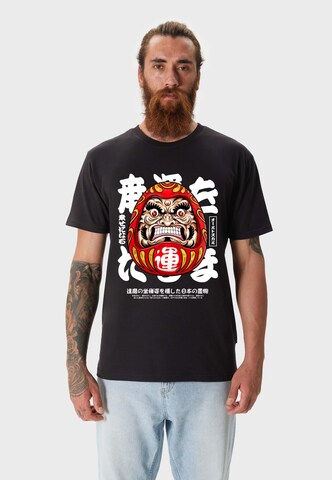 Oldskull Shirt 'ASIAN FURIOUS DARUMA' in Schwarz: Vorderseite