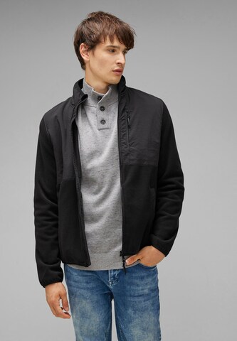Street One MEN Fleecejacke in Schwarz: Vorderseite