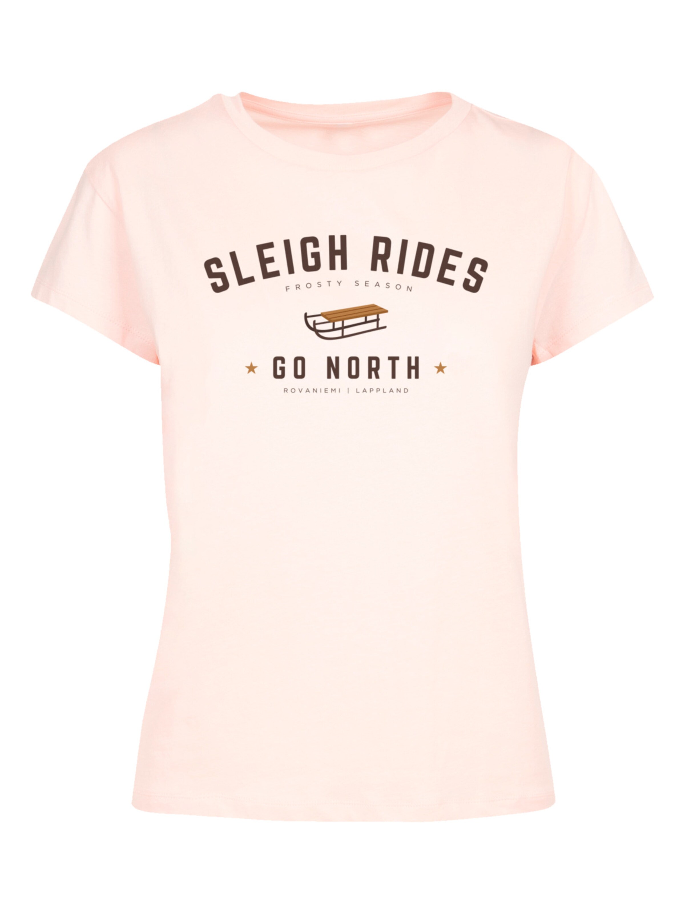 F4NT4STIC T-shirt 'Schlittenfahren Weihnachten Christmas' en marron / brun foncé / rose, Vue avec produit