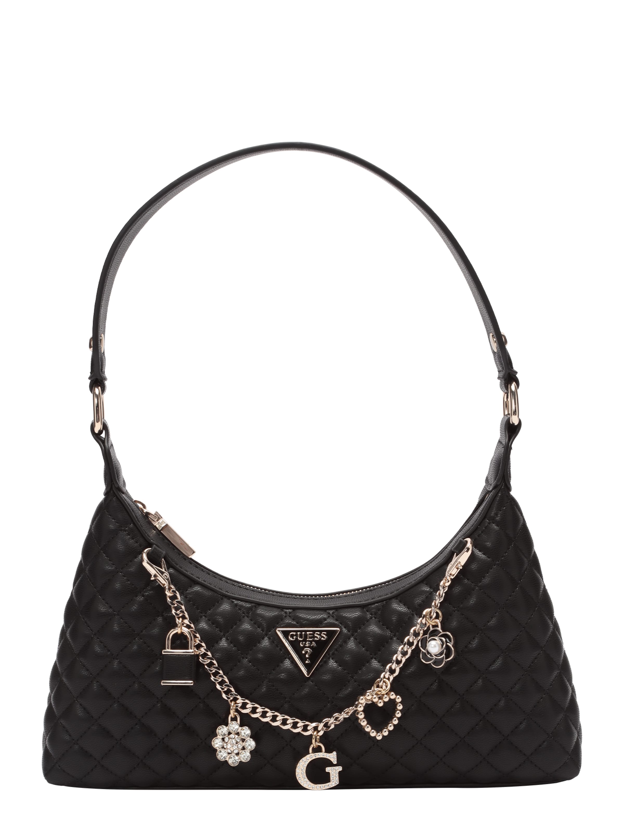 GUESS Τσάντα ώμου 'EVERLEE TOP ZIP SHOULDER BAG' σε μαύρο: μπροστά