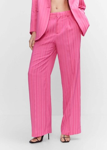 MANGO Szeroka nogawka Spodnie w kant w kolorze różowy: przód
