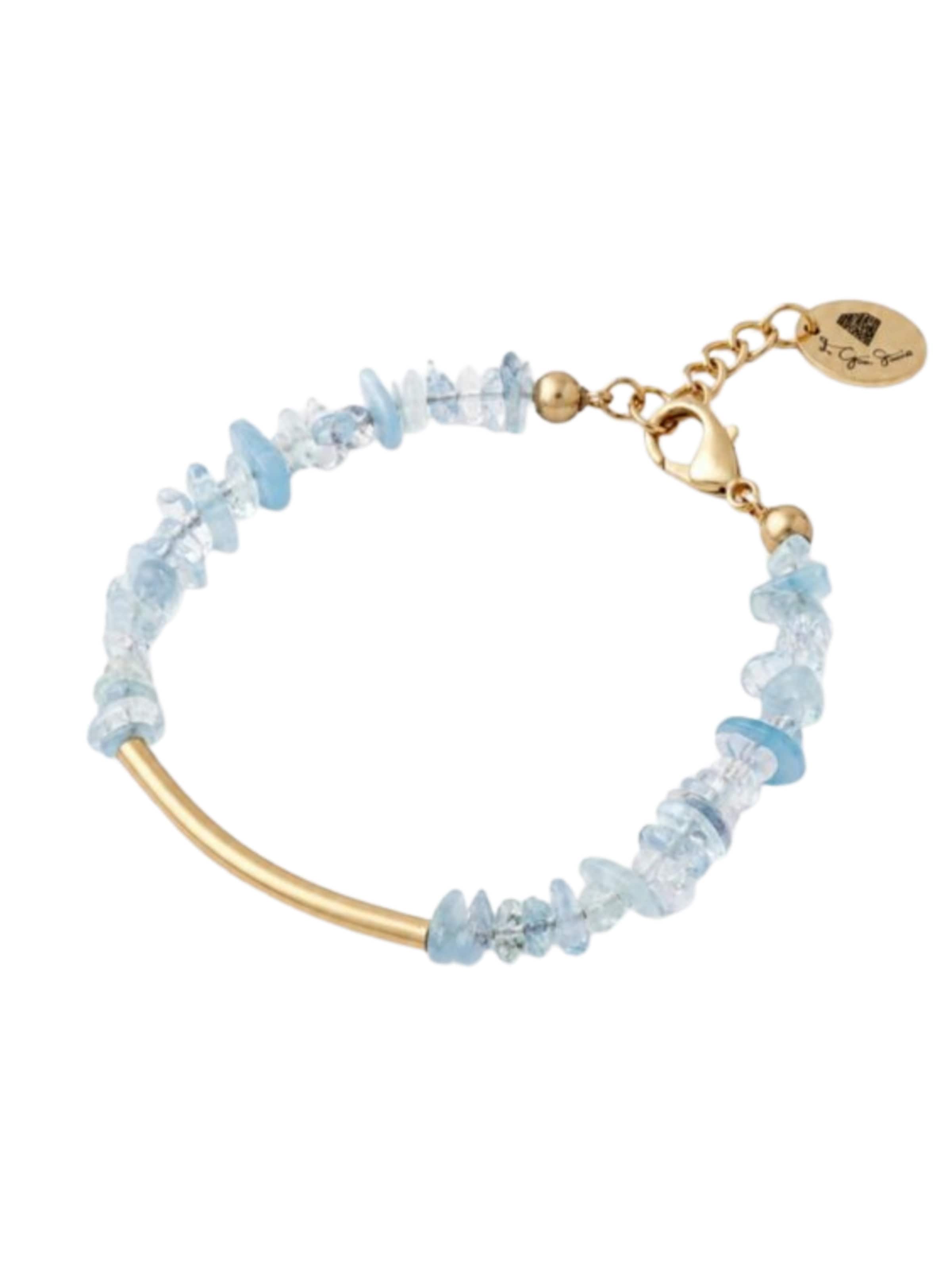 THE GEM STORIES JEWELRY Armband 'Ocean Breeze Aquamarine Bracelet' i blå: framsida