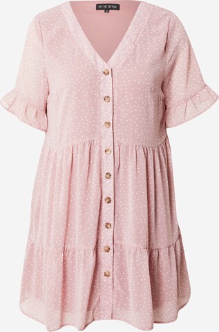 In The Style Curve Shirt Dress 'DANI' in Pink: front