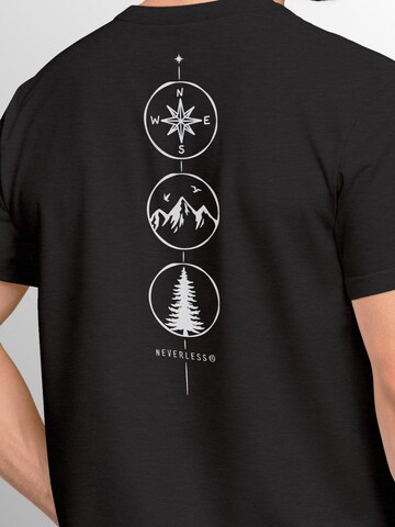 Neverless Shirt 'Kompass Outdoor' in Black