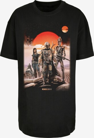 Maglia extra large 'Star Wars The Mandalorian Warriors' di F4NT4STIC in nero: frontale