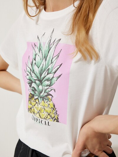 Happiness İstanbul T-shirt en XS en jaune / orchidée / noir / blanc, Vue avec produit