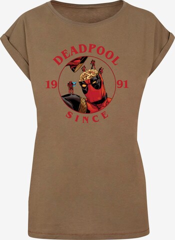 ABSOLUTE CULT T-Shirt 'Deadpool - Brain Damage' in Grün: predná strana