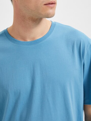 T-Shirt 'Aspen' SELECTED HOMME en bleu