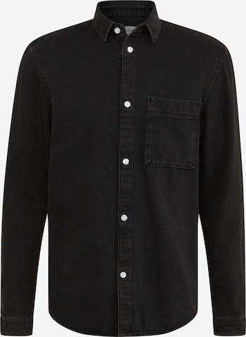 TOM TAILOR DENIM Button Up Shirt in Black: front