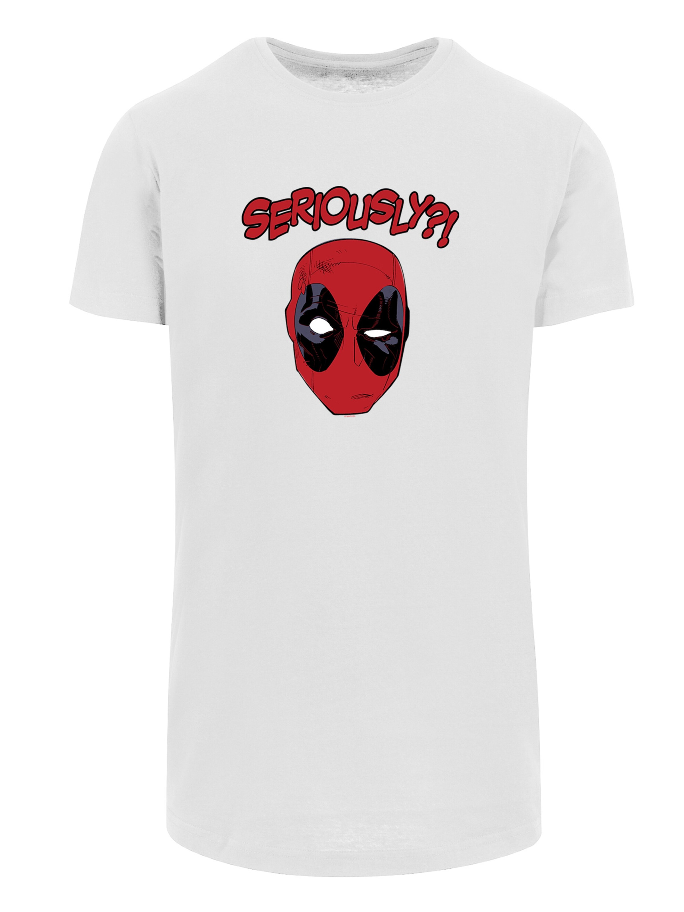 T-Shirt 'Marvel Deadpool Seriously' F4NT4STIC en blanc : devant