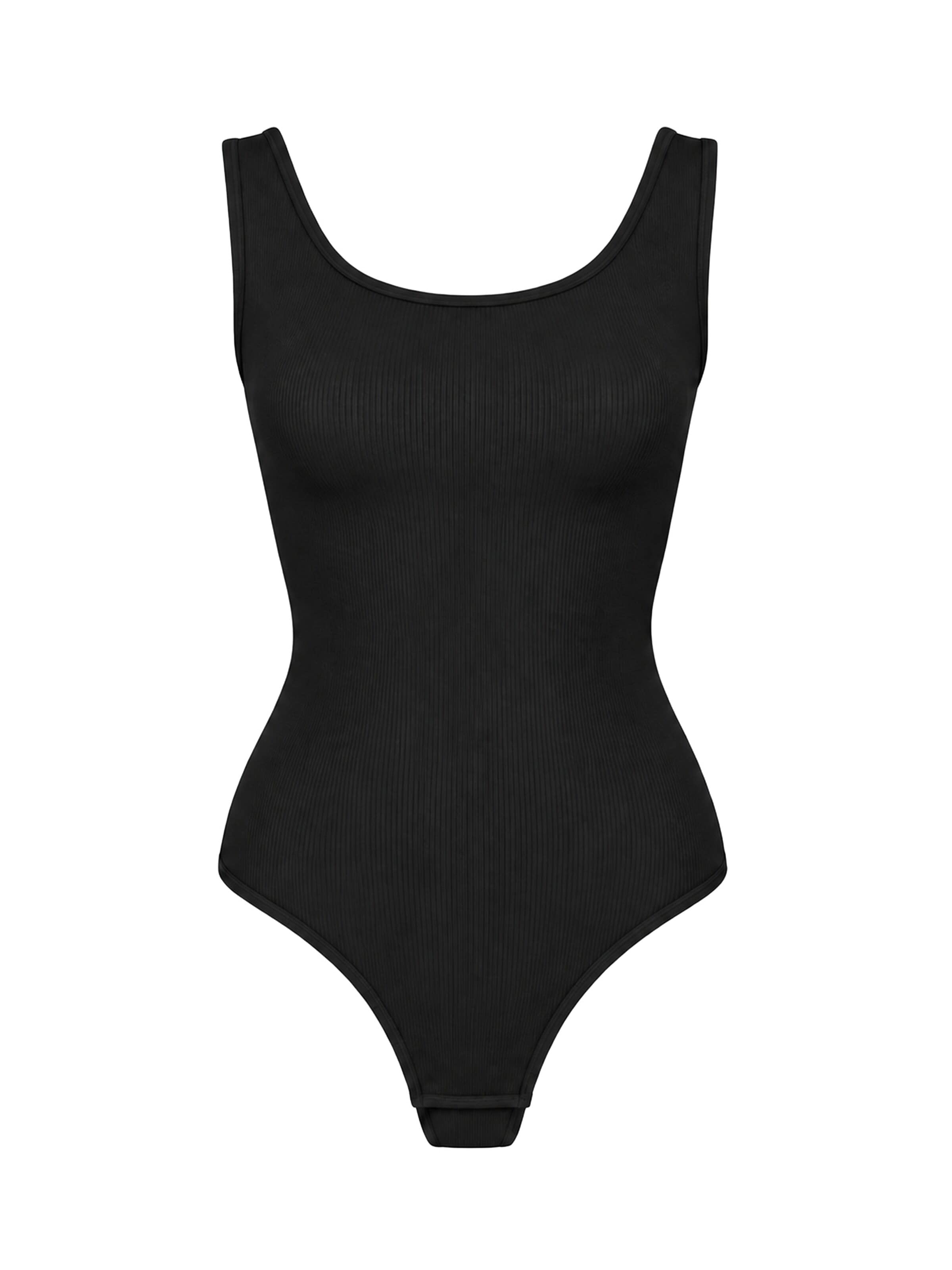 cfab Body 'Ribbed Tank Sculpting Bodysuit with String' - fekete: elől