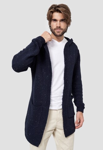 INDICODE JEANS Knit Cardigan ' Brad ' in Blue: front