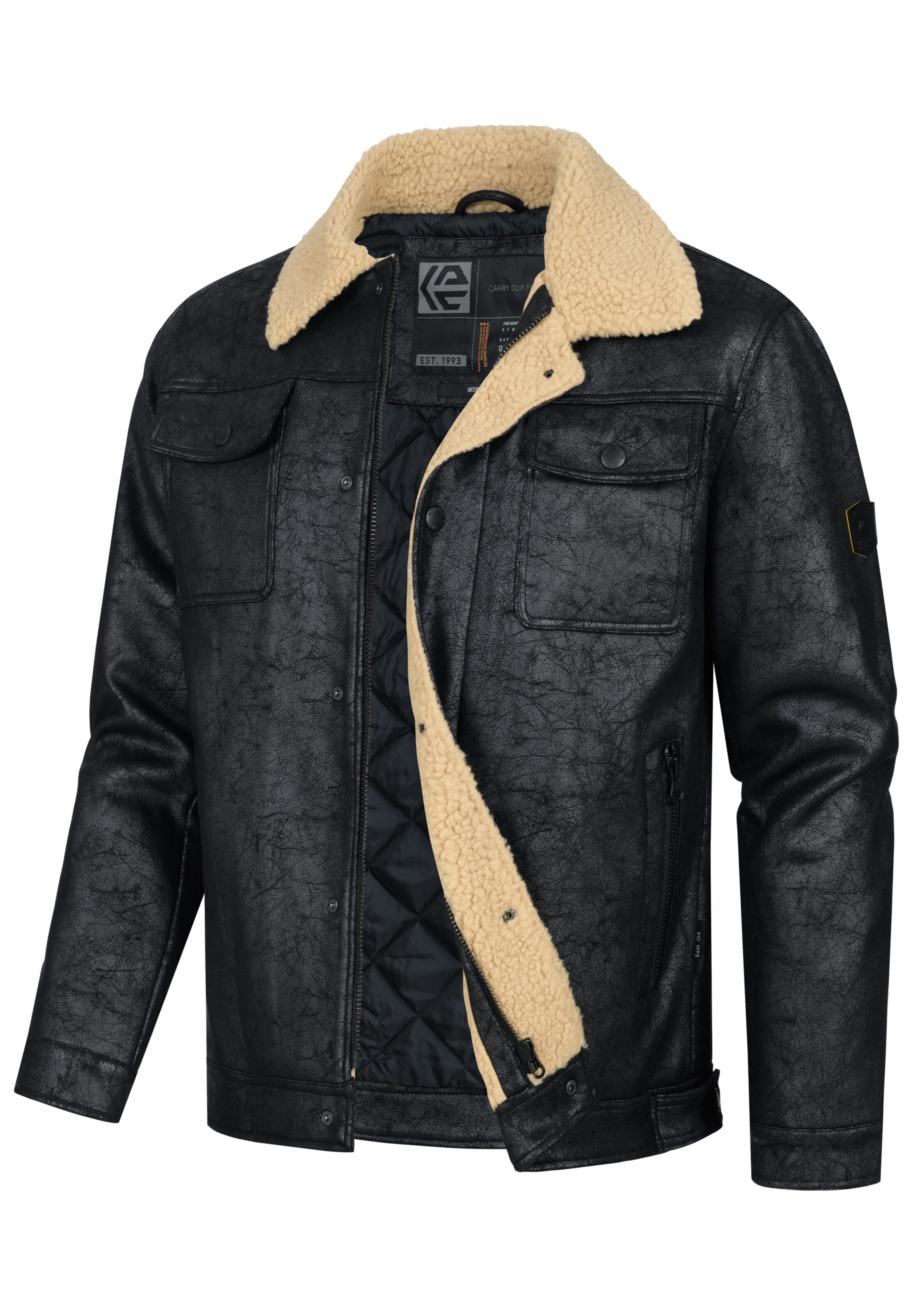 INDICODE JEANS Between-Season Jacket 'INVados' in Black: front