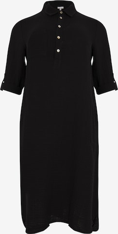 Yoek Shirt Dress in Black: front