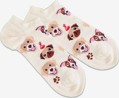 DillySocks Čarape 'Dogs Life' u svijetlobež / smeđa / roza, Pregled proizvoda