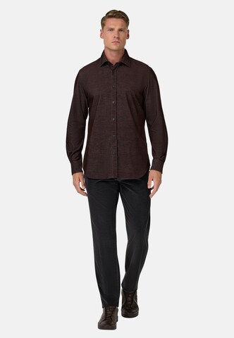 Boggi Milano Regular fit Overhemd in Bruin