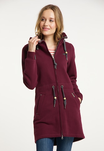 Schmuddelwedda Zip-Up Hoodie in Red: front