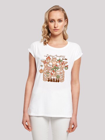 F4NT4STIC Shirt 'Feeling Christmas in the bones' in Wit: voorkant