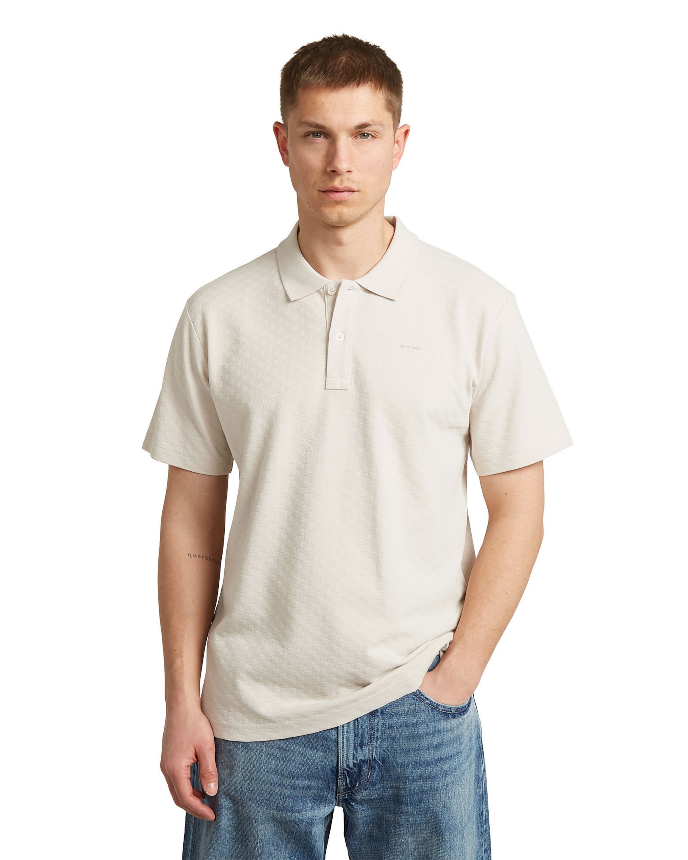 G-STAR Polo - 'Core Regular Jacquard Polo' in Weiß: Vorderseite