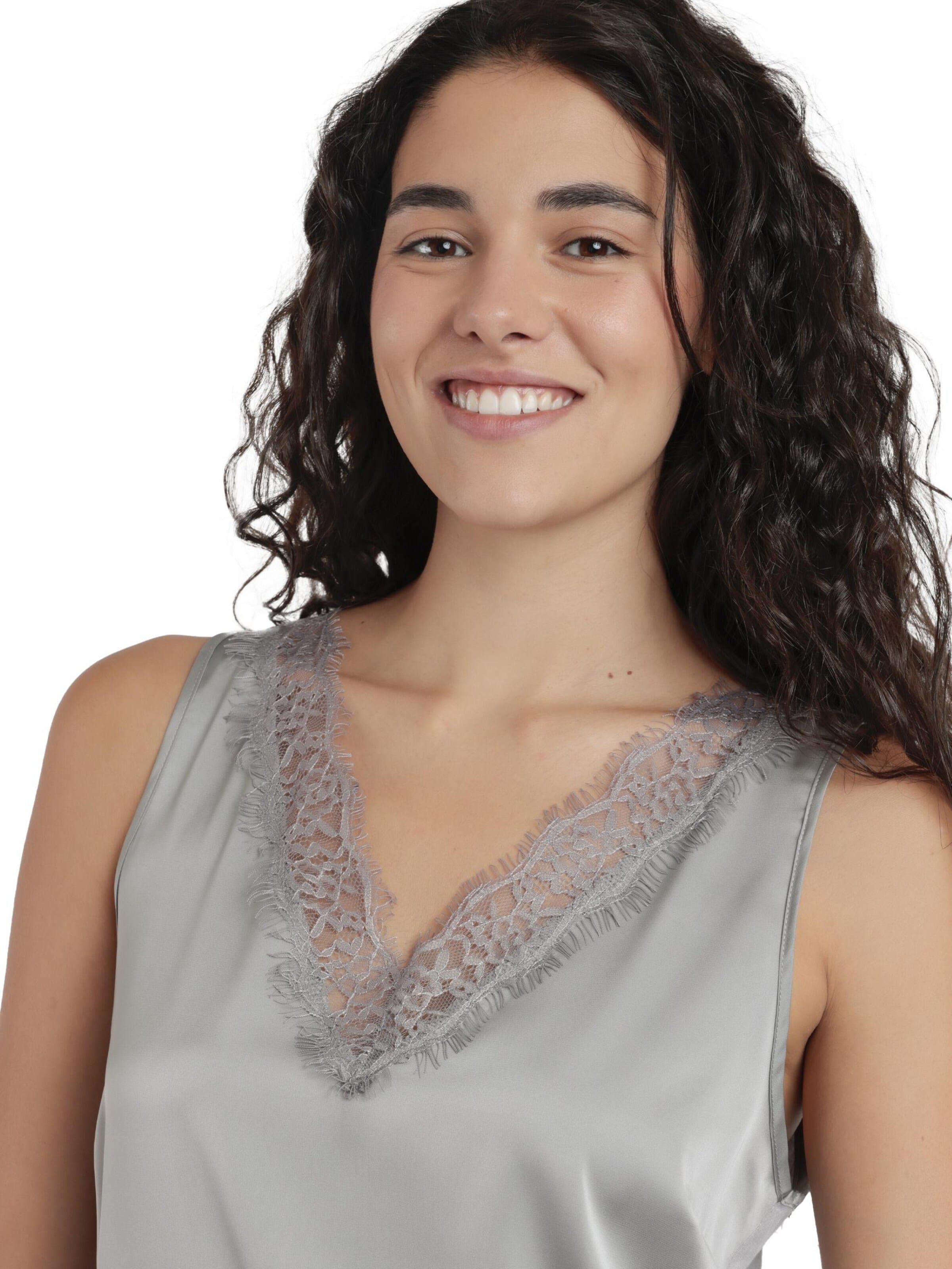 admas - Top 'Camiseta Sin Mangas Satin Lace para Mujer' en blanco