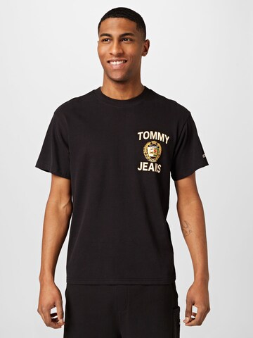 Tommy Jeans - Camiseta 'Luxe' en negro: frente