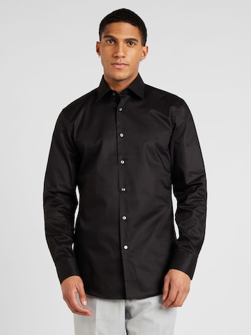 Coupe regular Chemise 'Hank' BOSS en noir : devant