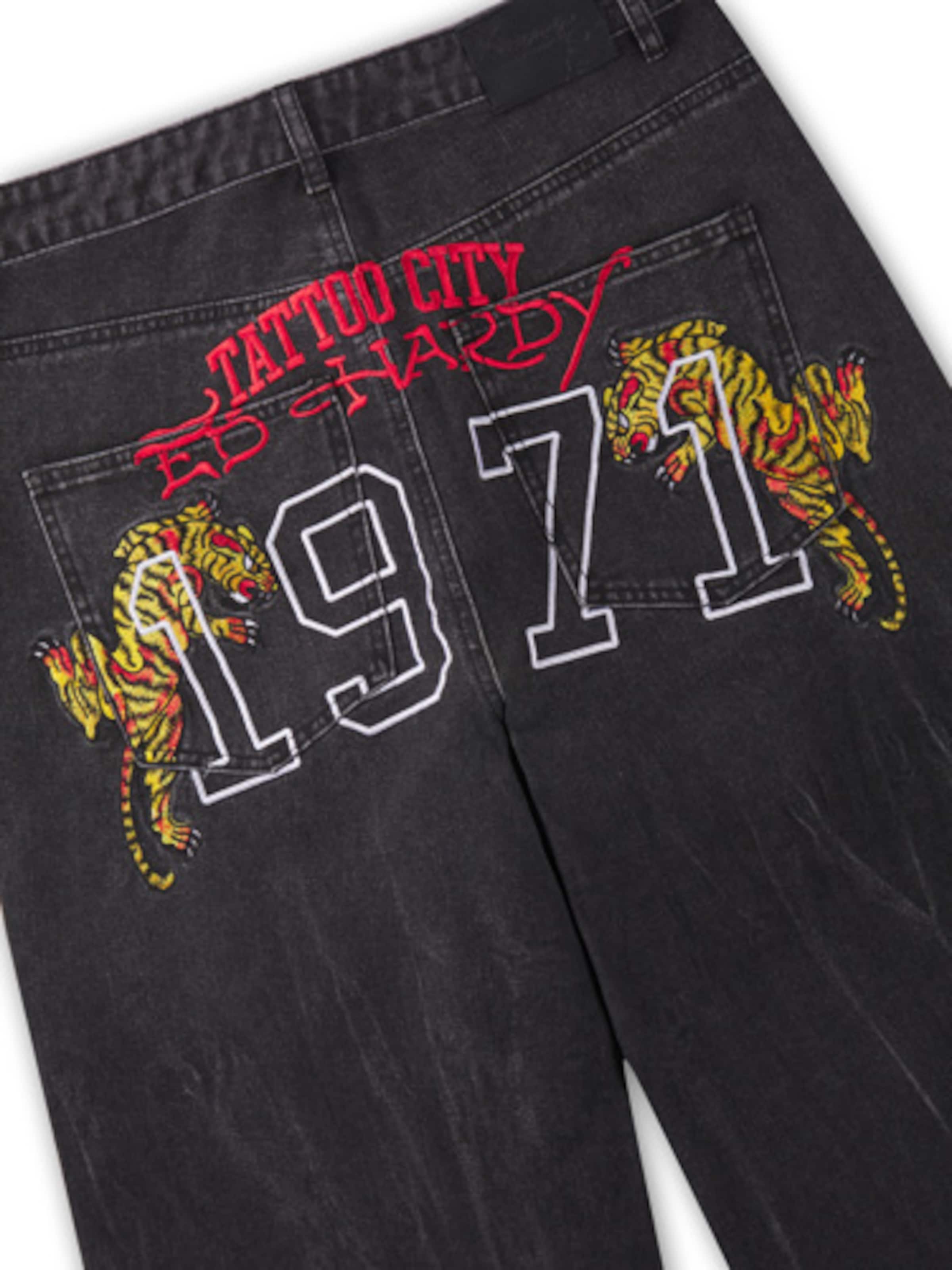 Ed Hardy Baggy Τζιν 'Tattoo City Tiger' σε μαύρο