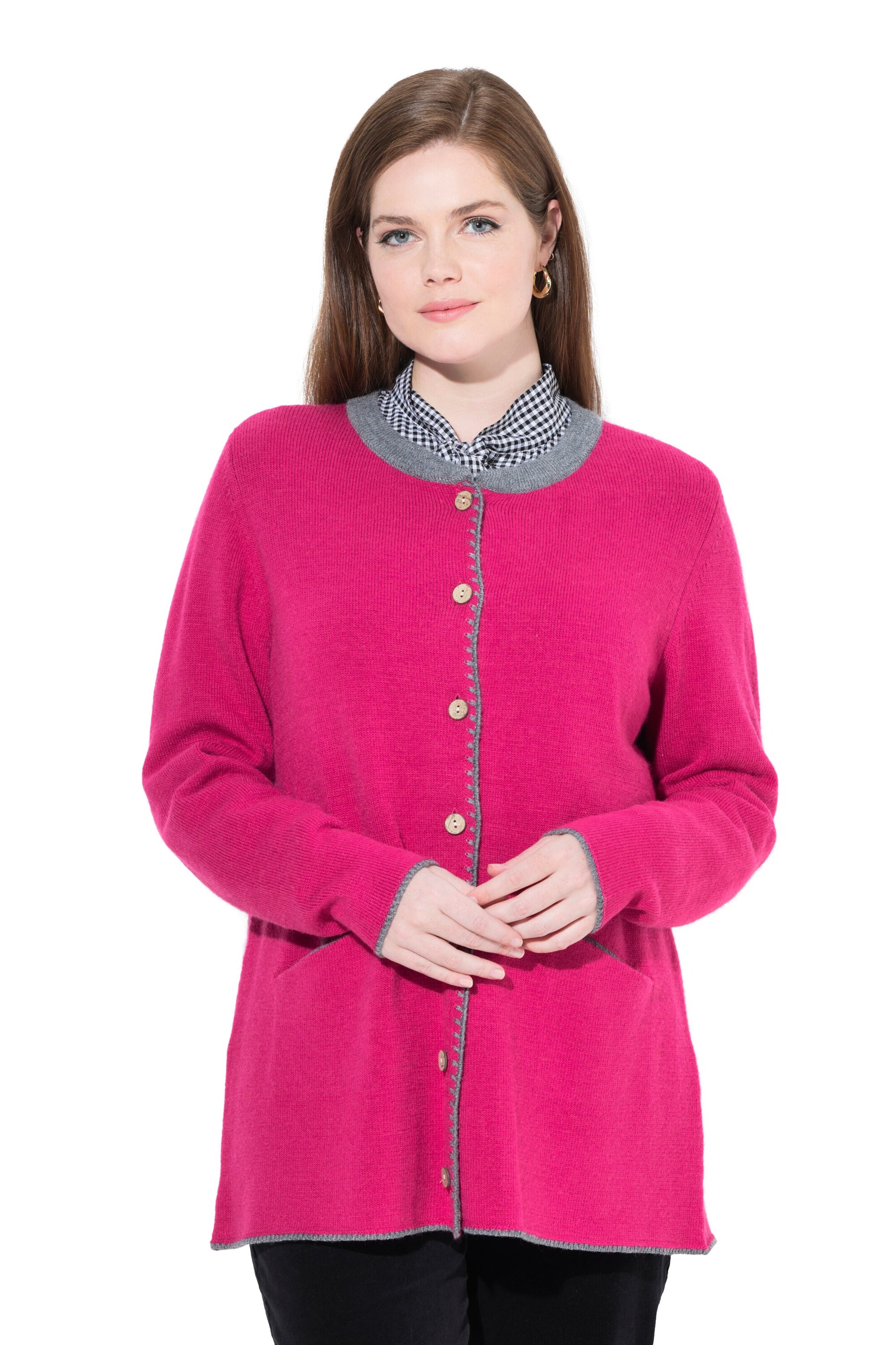 Ulla Popken Knit Cardigan in Pink: front