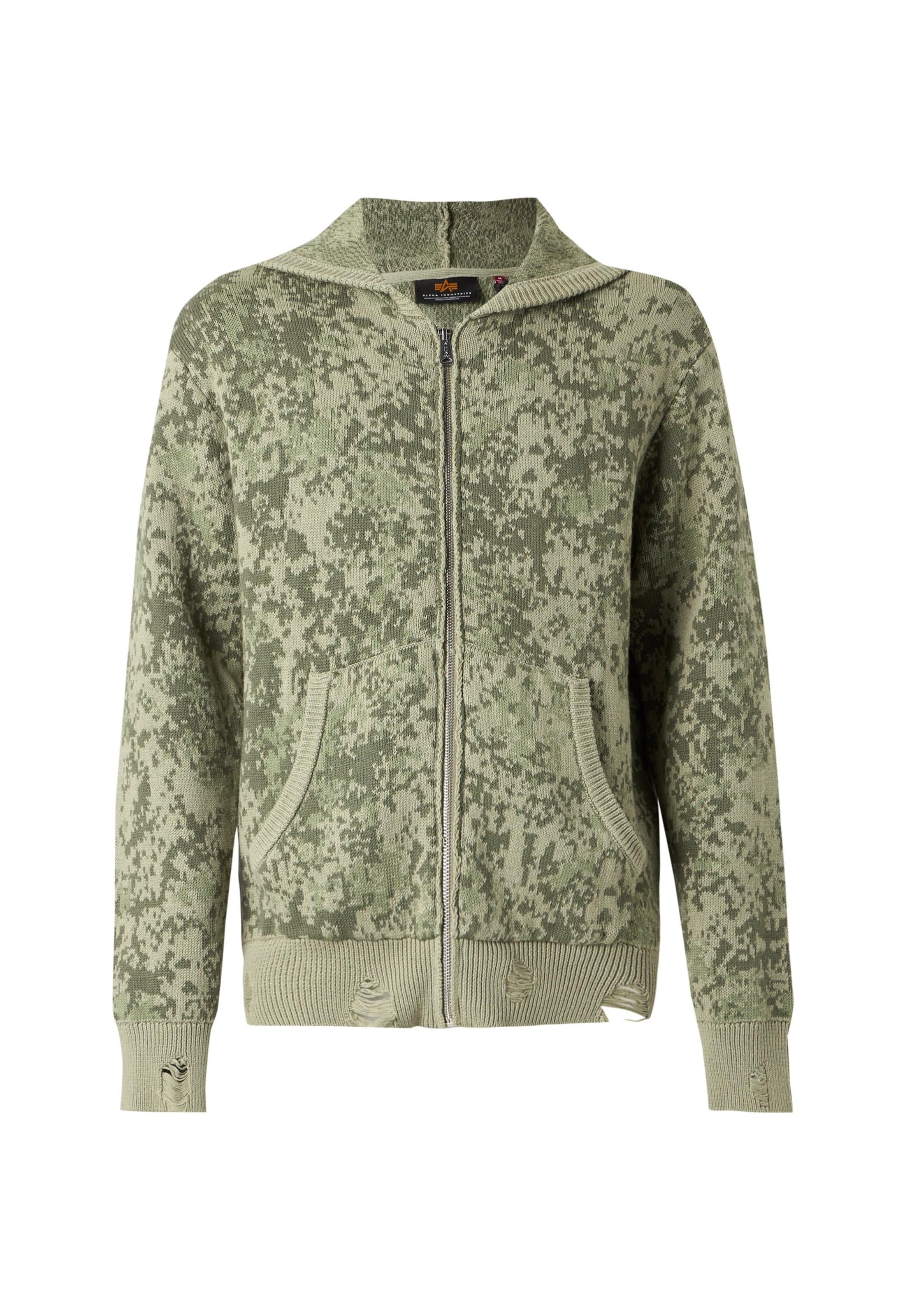 Vestes en maille ALPHA INDUSTRIES en vert : devant