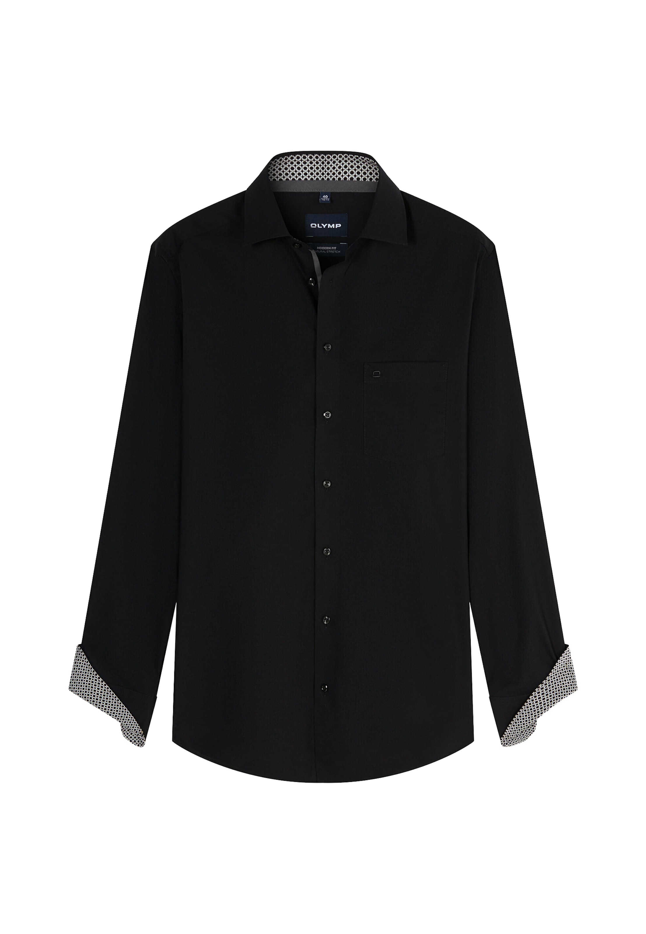 OLYMP Button Up Shirt in Black: front