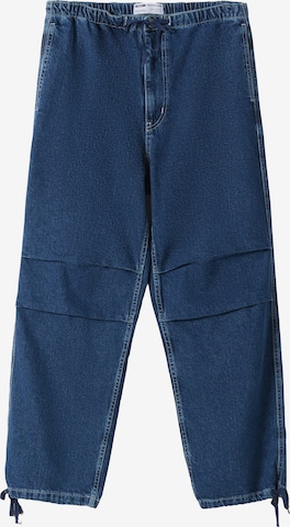 Wide leg Jeans de la Bershka pe albastru: față