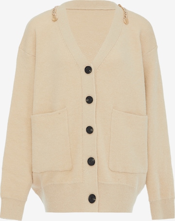 caissa Knit Cardigan in Beige: front