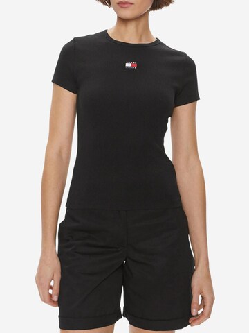 Maglietta 'TJW BADGE RIB DW0DW17881' di Tommy Jeans in nero: frontale