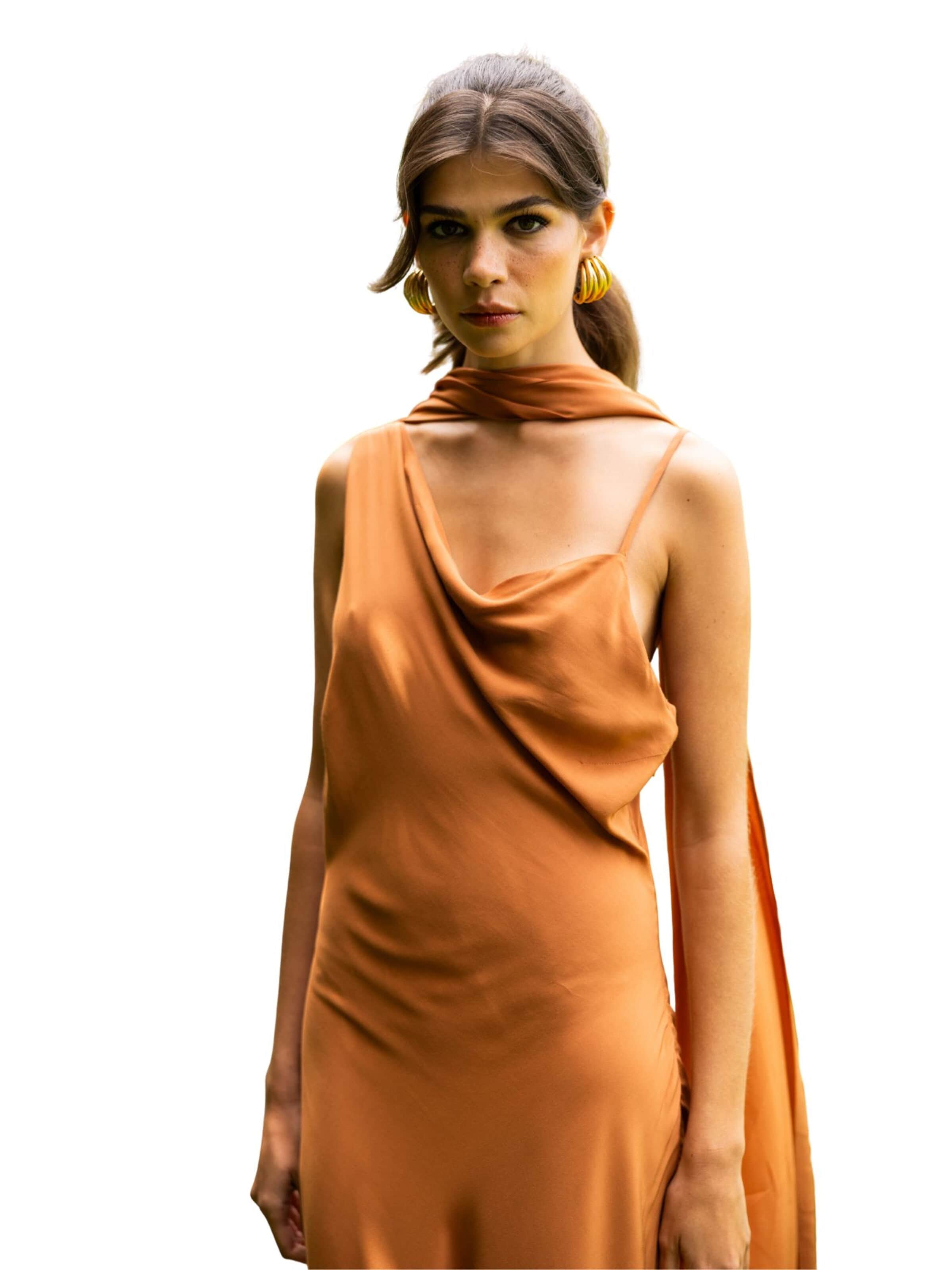 Nisia PartyWear Рокля за коктейл 'Tangalle Dress' в оранжево
