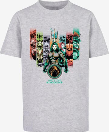 ABSOLUTE CULT Shirt 'Aquaman - Unite The Kingdoms' in Grijs: voorkant