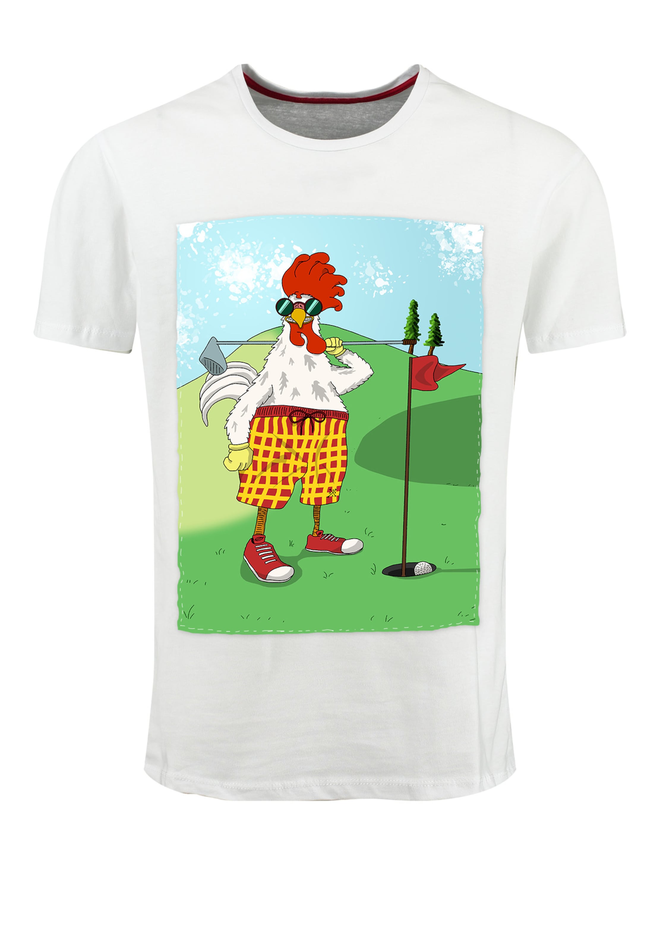 Key Largo Tričko 'Golfing Chicken' - Biela: predná strana