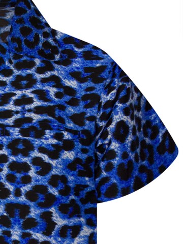 King Kameha Regular fit Button Up Shirt 'Leopard' in Blue