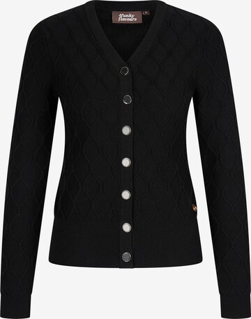4funkyflavours Knit Cardigan 'VA Noir' in Black: front