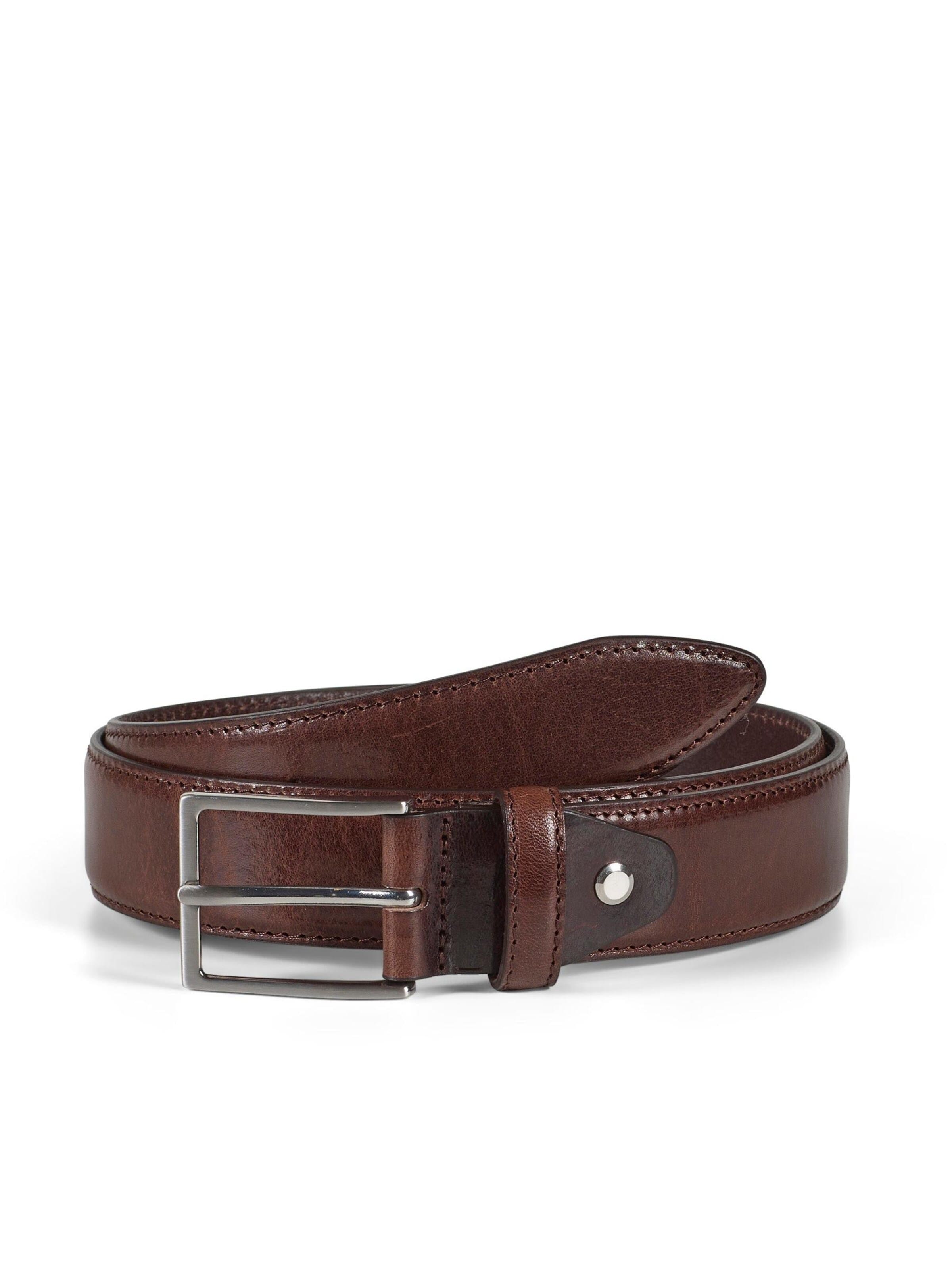 Howard London Riem 'Leather Belt Charles Dark Brown' in Bruin: voorkant