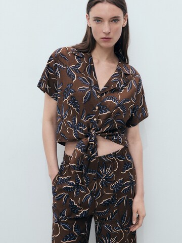 MANGO Wide Leg Hose 'LIFE' in Braun